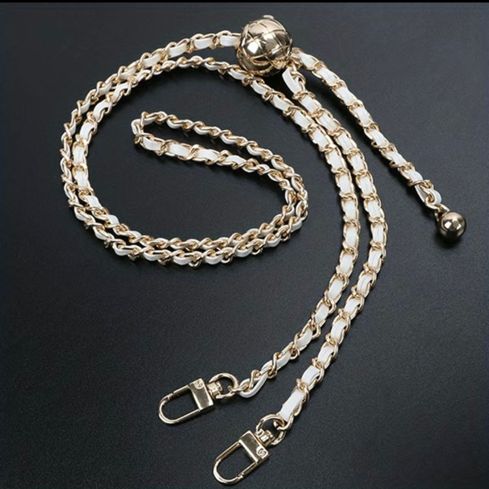New Adjustable Twisted White Leather Crossbody/Shoulder Purse/Wallet Chain